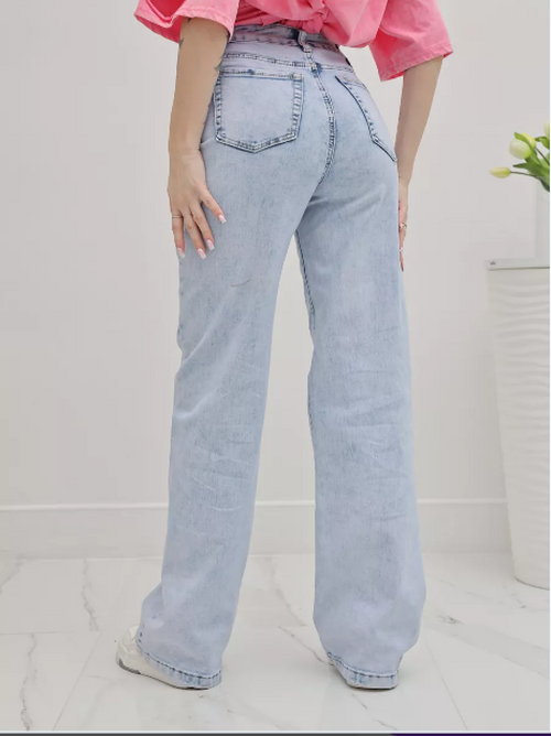 Джинсы палаццо широкие трубы с высокой посадкой, фото 1