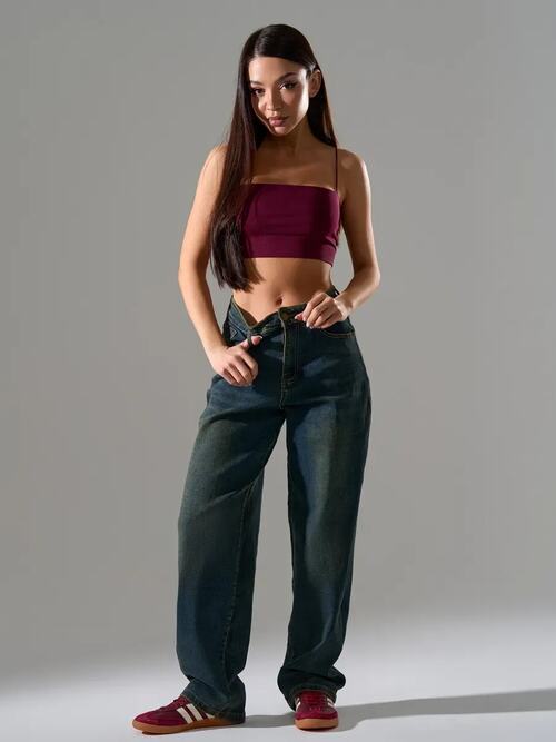 Джинсы мом с высокой посадкой широкие, фото 2