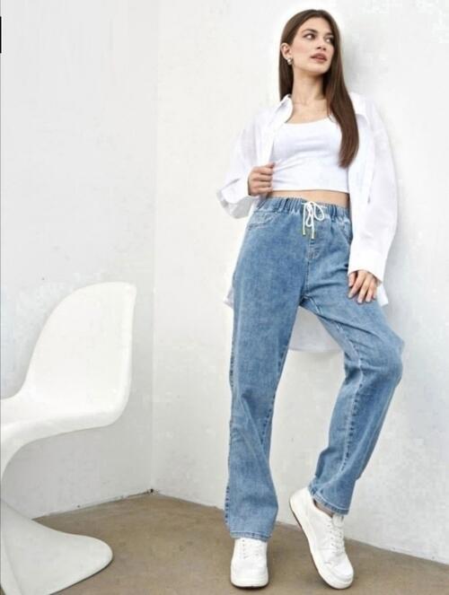 Джинсы МОМ на резинке, фото 1