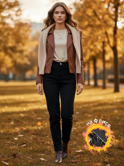 Джинсы МОМ на флисе, фото 1