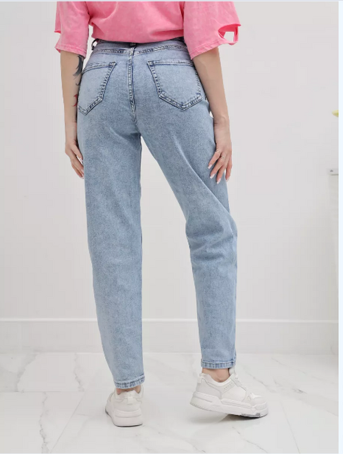 Джинсы мом с высокой посадкой зауженные, фото 2