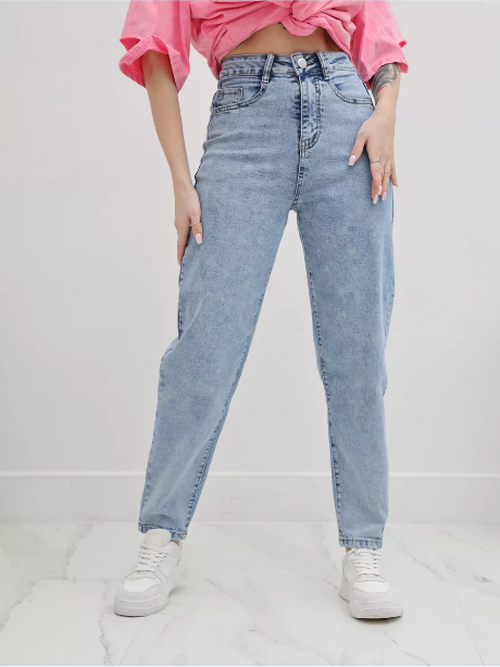 Джинсы мом с высокой посадкой зауженные, фото 1